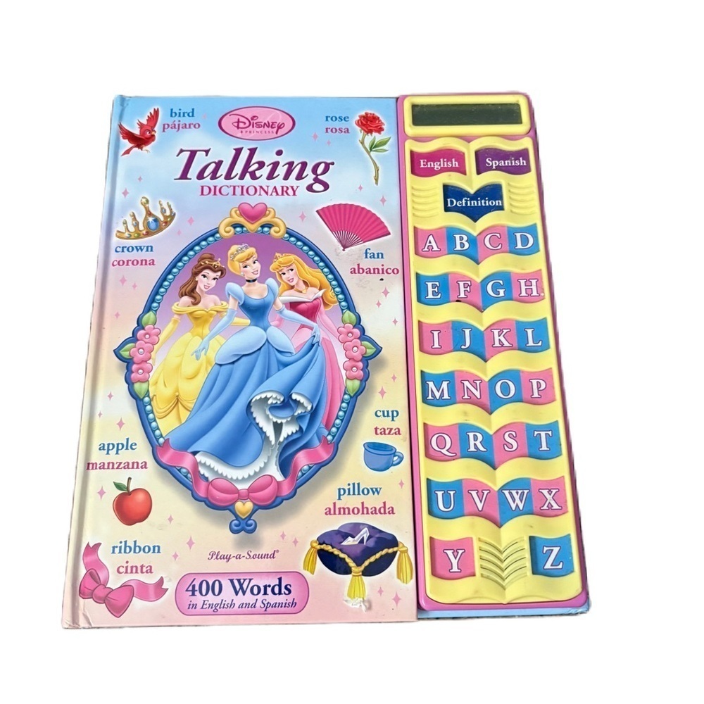 Disney Talking Dictionary English Spanish Buttons Hard to Find Rare Belle